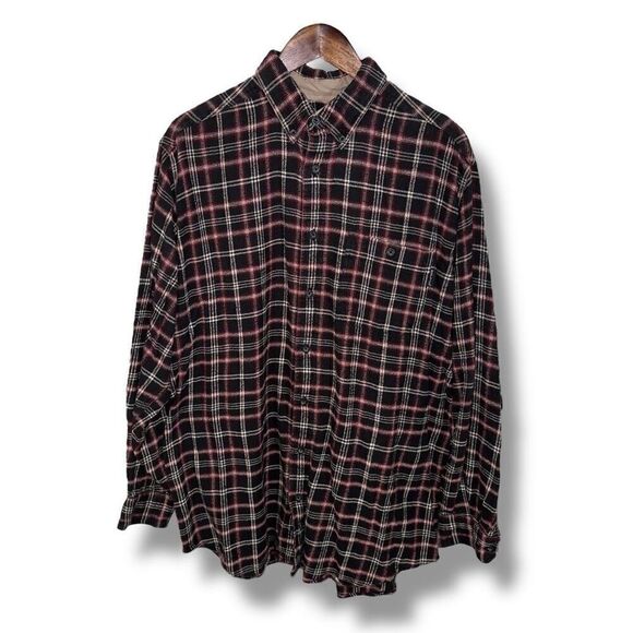 Woolrich Black & Red Flannel L/S Button Down Size L - Picture 1 of 7